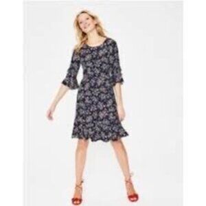 Boden Indie Navy Blue Floral Dress size 2R